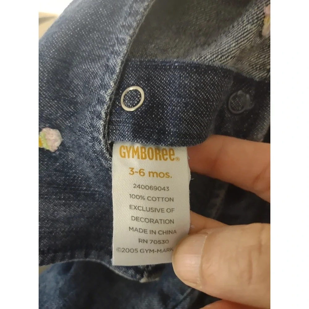 Vintage Gymboree Denim Romper 3/6‎ Months Cupcake Print Casual